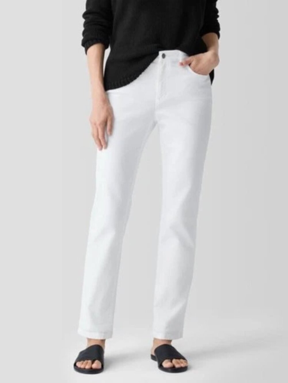 Eileen Fisher White Organic Cotton Stretch Denim Jeans Size 6P